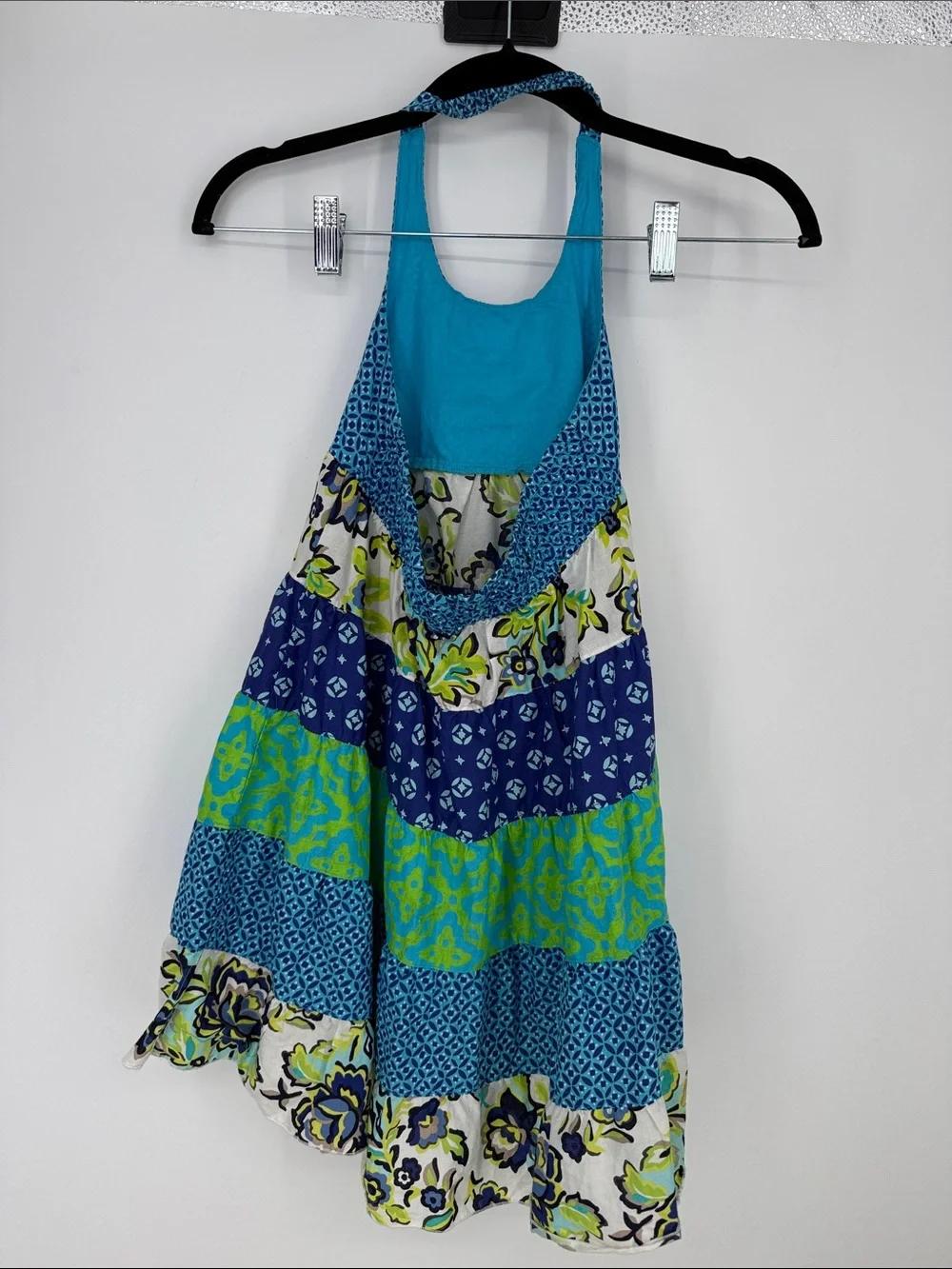 Vtg The Children’s Place Blue & Green Tiered Halter Dress 6X/7 100% cotton